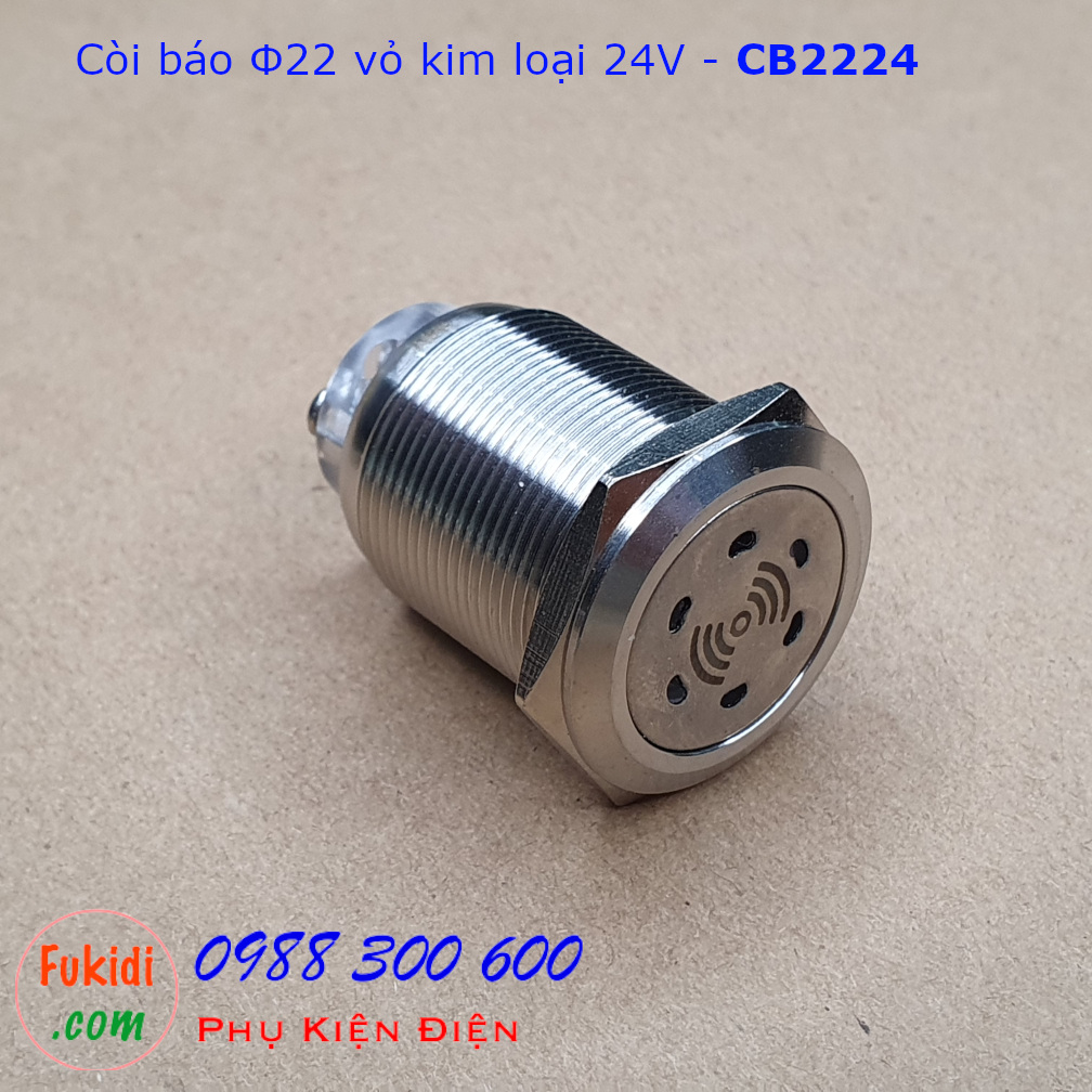 Còi báo tín hiệu 24V, phi 22mm vỏ kim loại - CB2224