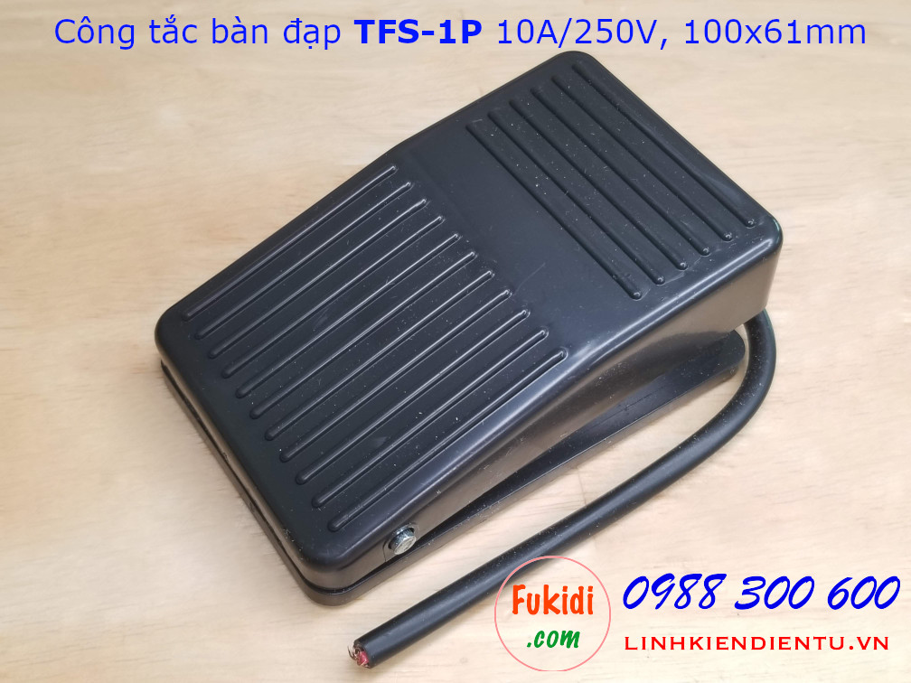 Công tắc bàn đạp TFS-1P nhựa đen 10A/250VAC, size 100x61mm