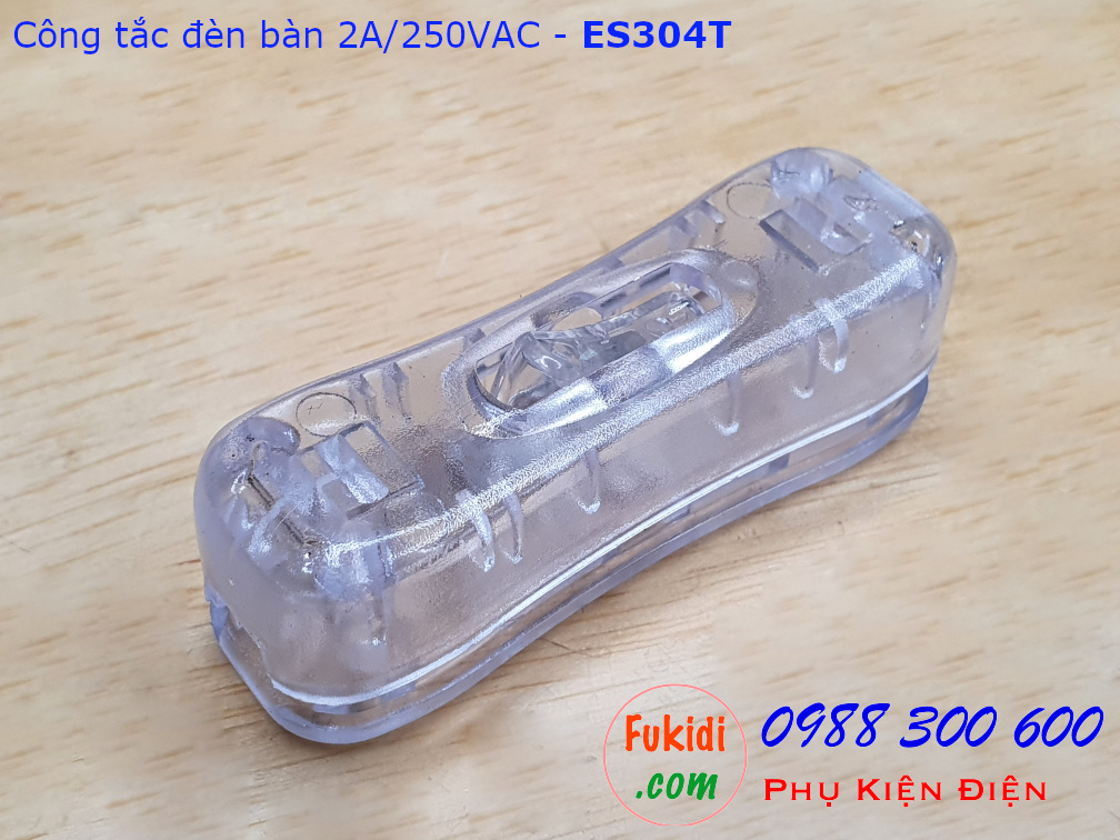 Công tắc treo dây 2A/250V dùng cho đèn bàn, đèn đọc sách màu trong suốt - ES304T