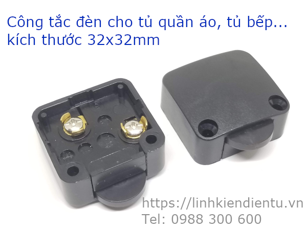 Công tắc đóng mở đèn cho tủ quần áo, tủ bếp 2A 250V màu đen ES25B