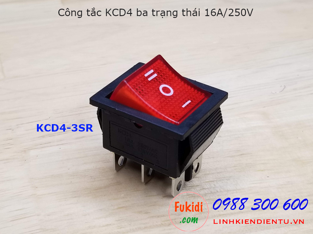 Công tắc KCD4 ba trạng thái màu đỏ - KCD4-3SR