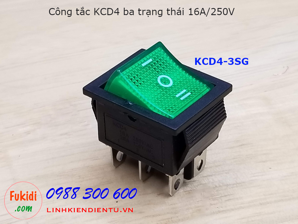 Công tắc KCD4 ba trạng thái màu xanh - KCD4-3SG