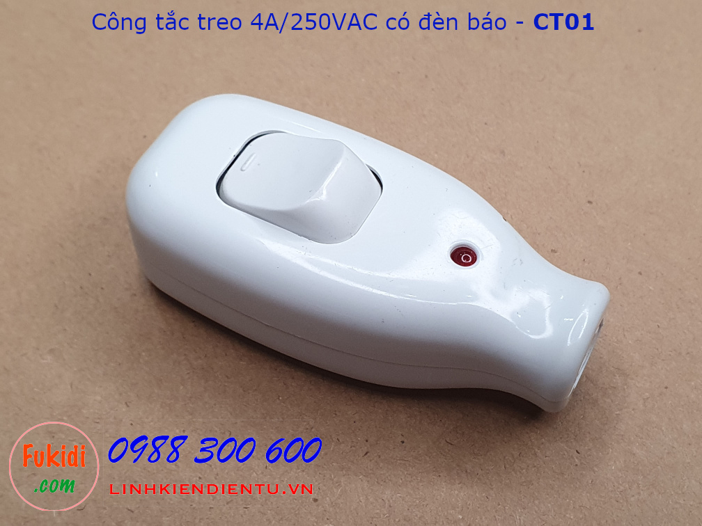 Công tắc treo dây, công tắc quả nhót có đèn báo 4A/250VAC - CT01