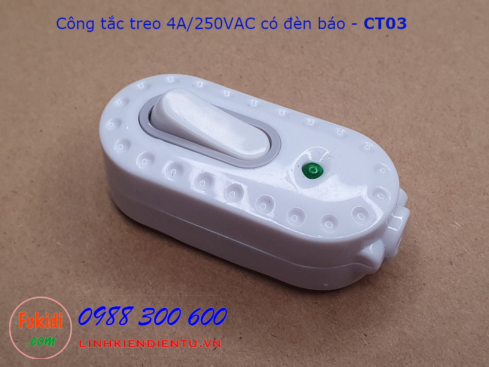 Công tắc treo dây, công tắc quả nhót có đèn báo 4A/250VAC - CT02