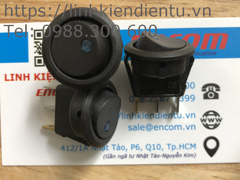 Công tắc tròn (bập bênh) 16A/12V có đèn báo