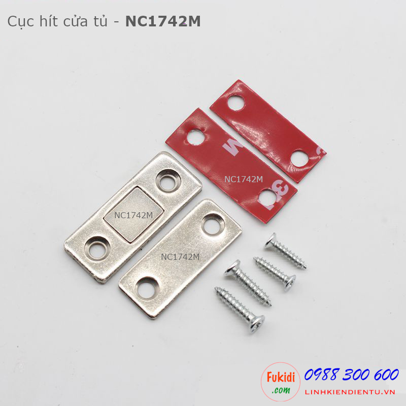 Cục hít cửa loại mỏng KT 17x46, dày 3mm lực giữ 5kg - NC1742M