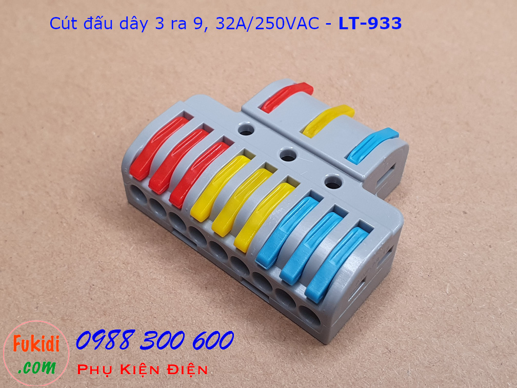 Cút nối dây chia ba ra chín dây 32A 250VAC LT-933