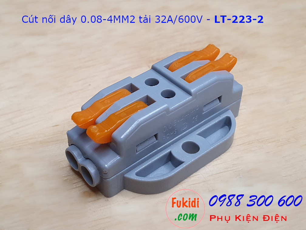 Cút nối dây LT-223-2 nối 2 cặp dây 0.08-4mm2, công suất 32A/600V