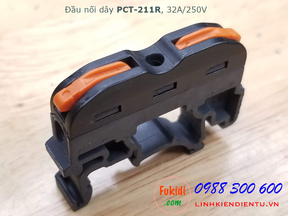 Đầu nối dây gắn ray PCT-221R dùng để nối hai dây điện với nhau