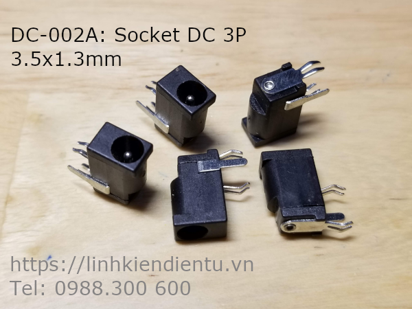 Socket DC (Jact DC): DC-002A DC002A, 3.5x1.3mm