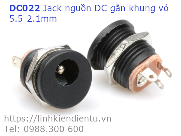 DC022 Socket cắm nguồn DC gắn vào khung vỏ 5.5-2.1mm