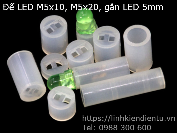 Đế LED M5x10 dùng gắn LED 5mm, cao 10mm