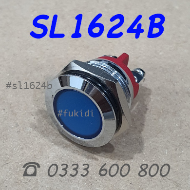 Đèn LED báo 24V phi 16mm vỏ kim loại màu xanh lục SL1624B