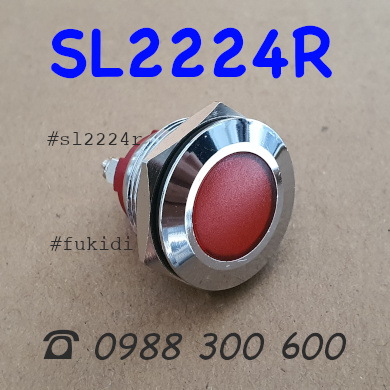 Đèn báo tín hiện vỏ inox 304, phi 22mm, 24V sáng màu đỏ - SL2224R