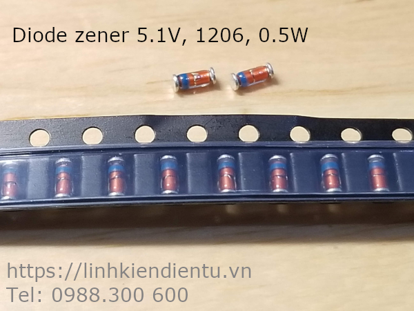 Diode zener ổn áp 5V1, 5.1v chân SMD 1206 0.5W