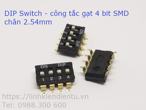 Công tắc gạt 4 bit chân 2.54mm SMD