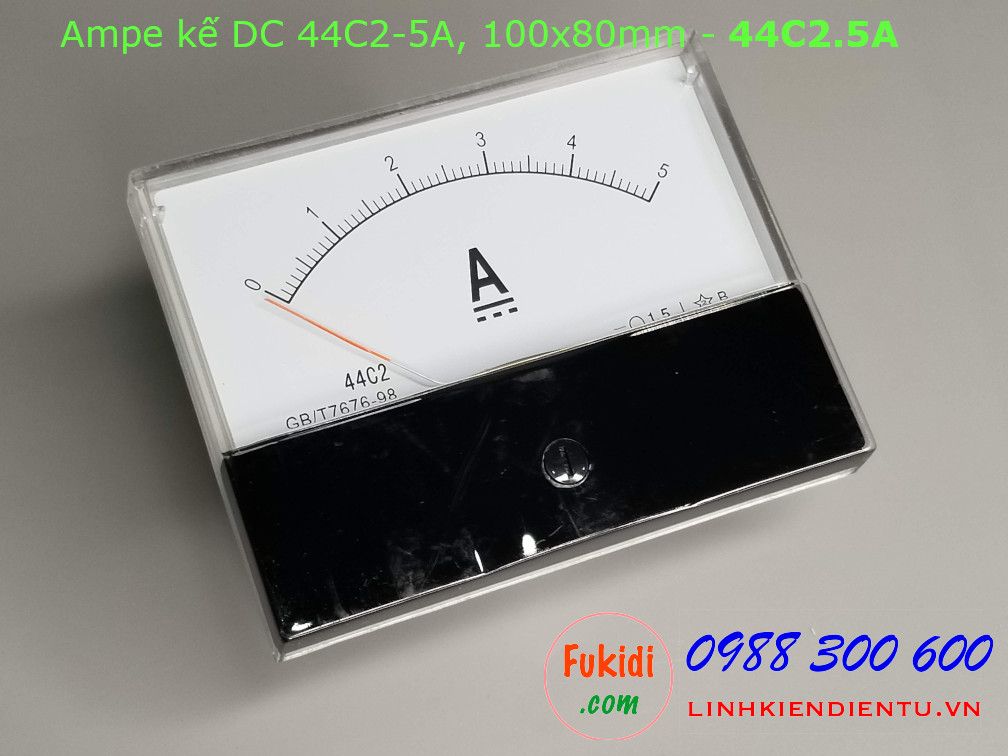 Ampe kế DC 44C2 5A chỉ thị bằng kim, kích thước 100x80mm - 44C2.5A