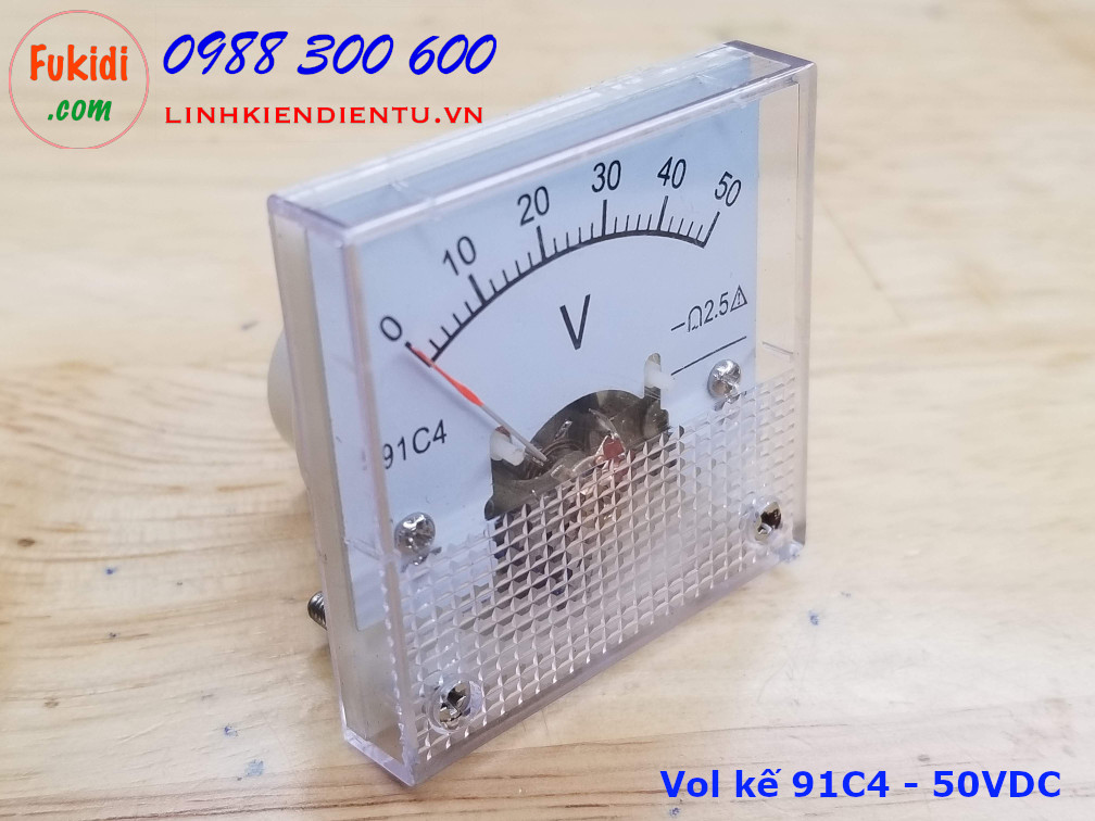 Vôn kế DC 91C4 tầm đo 0-50V, kích thước 45x45x36mm