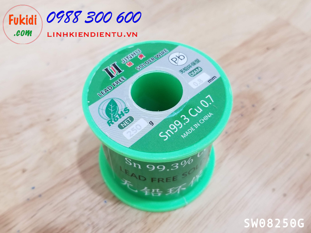 Cuộn dây thiếc hàn, chì hàn JINHU 0.8mm 250g  Sn99.3 Cu0.7 SW08250G