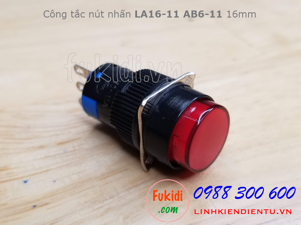 Nút nhấn nhả LA16-11BN/Y 3A/250VAC phi 16mm, tròn màu đỏ - LA16ROR