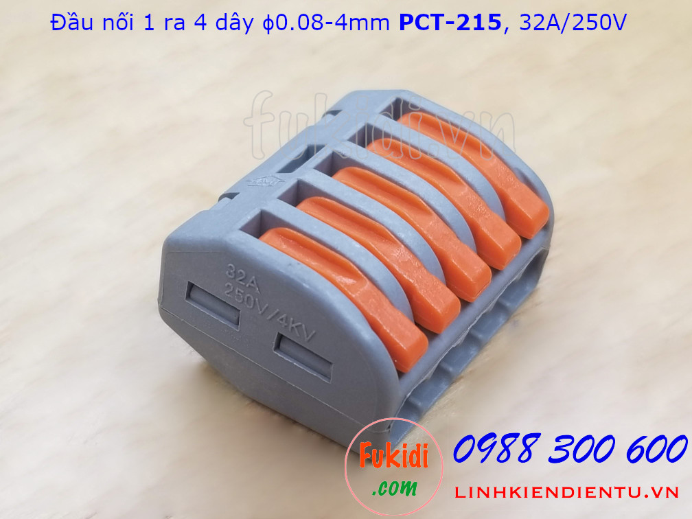 Cút nối dây, đầu nối 1 dây ra 4 dây phi 0.08-4mm PCT-215  32A/250V 