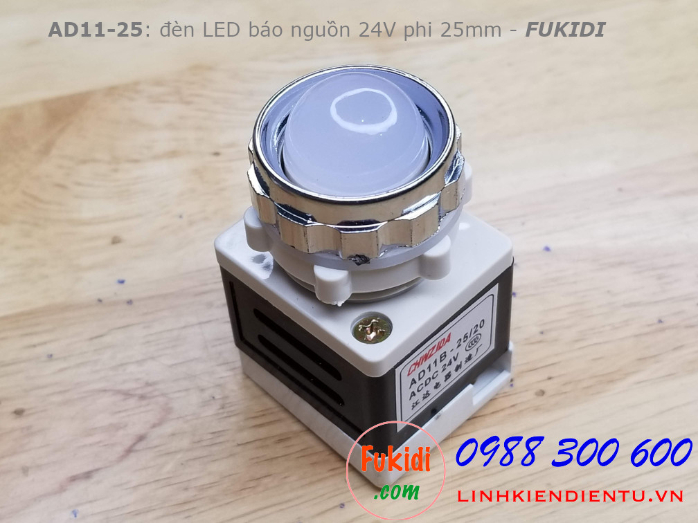 AD11-25 đèn LED báo nguồn phi 25mm điện áp 24V màu trắng