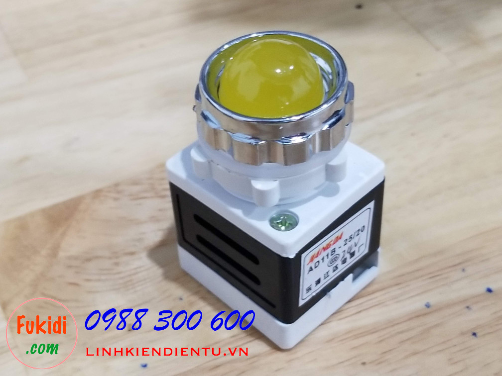 AD11-25 đèn LED báo nguồn phi 25mm điện áp 24V màu vàng