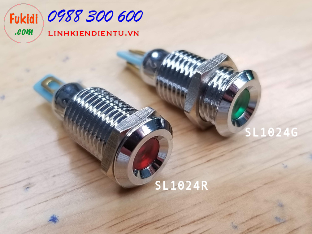 Đèn báo phi 10mm 220V vỏ kim loại sáng màu đỏ SL10220R