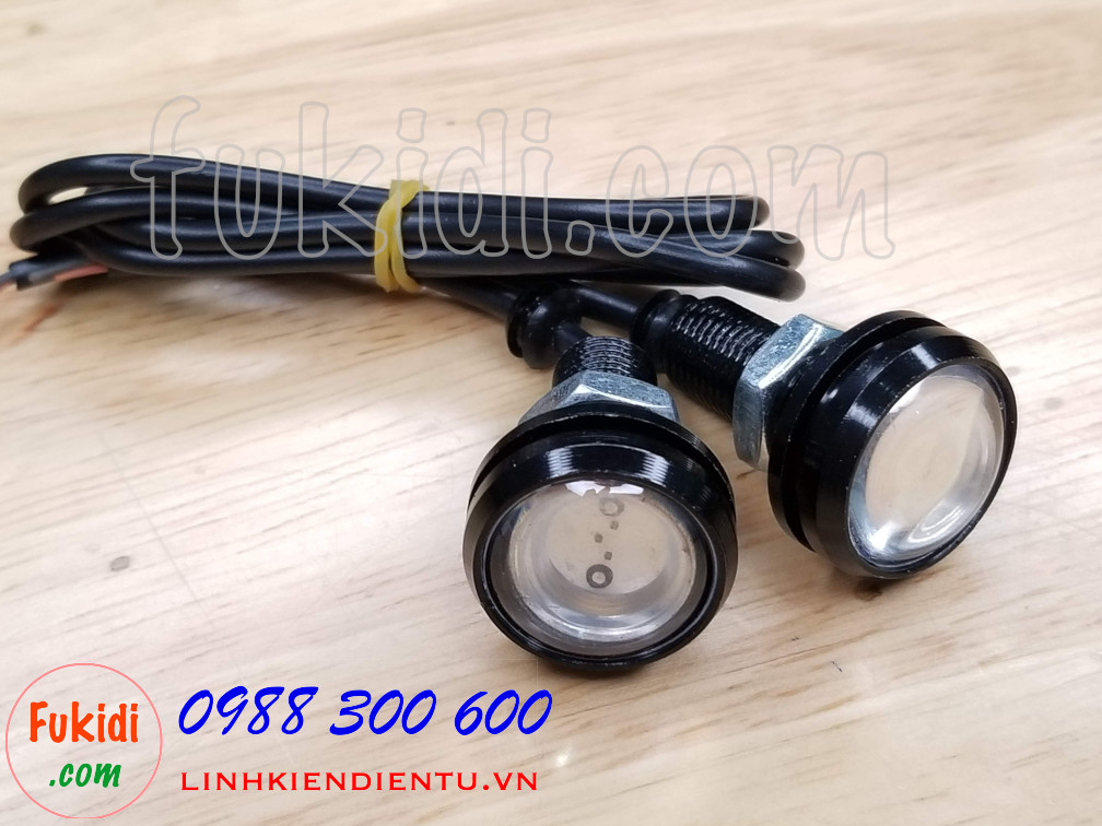 Bộ 2 cái đèn xi nhan cúc áo LED phi 23mm, điện áp 12V sáng màu trắng 