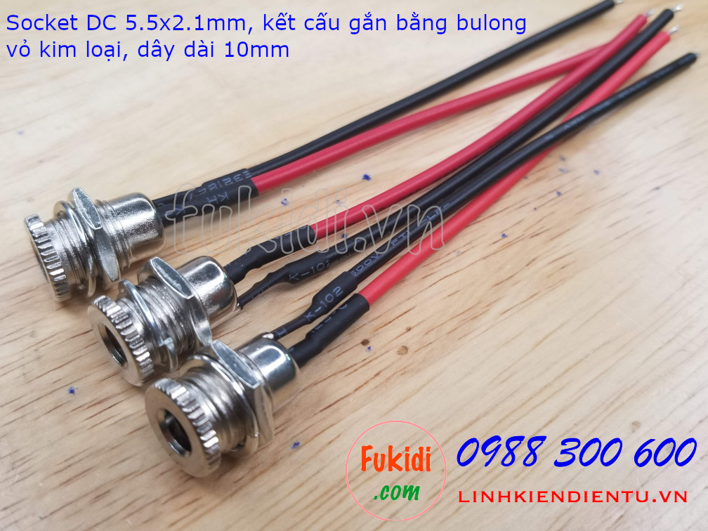 Socket cắm nguồn DC DC099 loại 5.5x2.1mm, vỏ kim loại, công suất 5A - DC099W