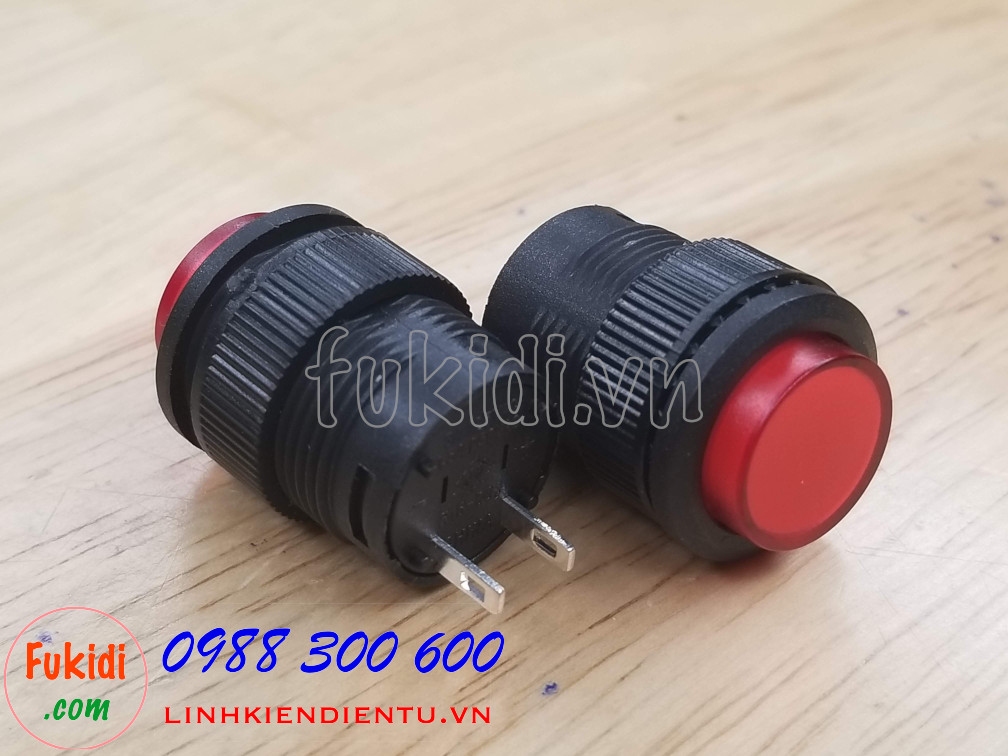 Công tắc nút nhấn giữ R16-503A màu đỏ, phi 16mm, không đèn