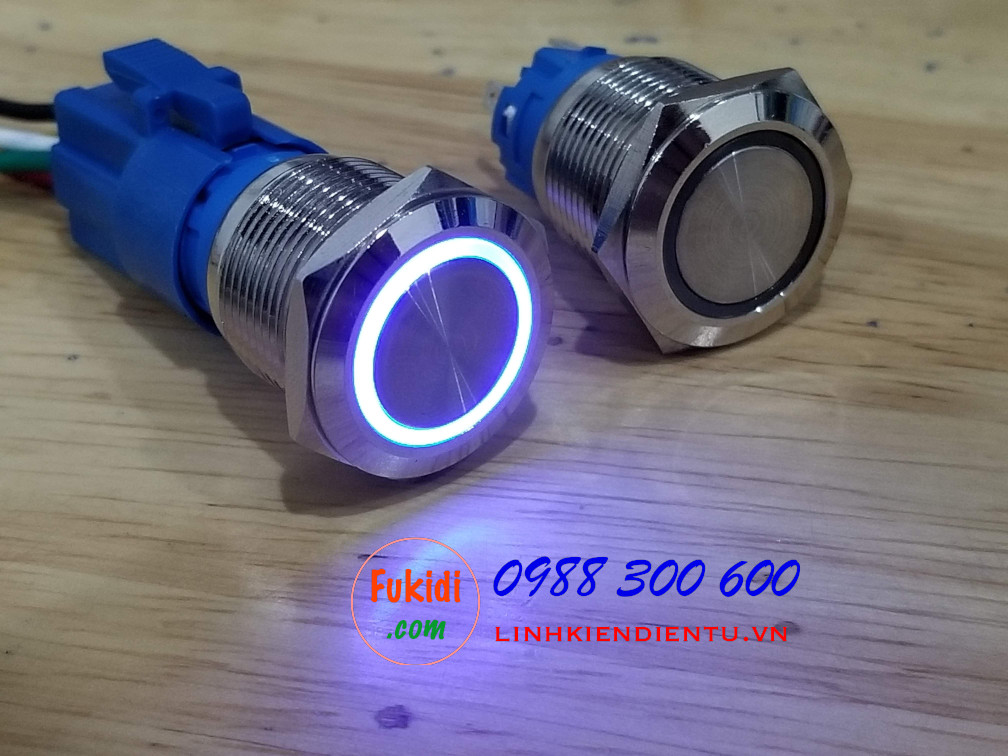 BN1924B - Nút reset có đèn, vỏ inox, phi 19mm, 24v đèn LED xanh lục