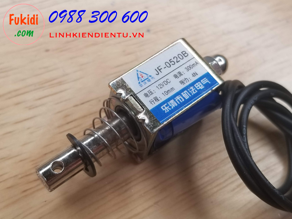 Then cửa điện tử JF-0520B 12V hoặc 24VDC 300mA, chiều dài then 10mm, lực kéo 4N