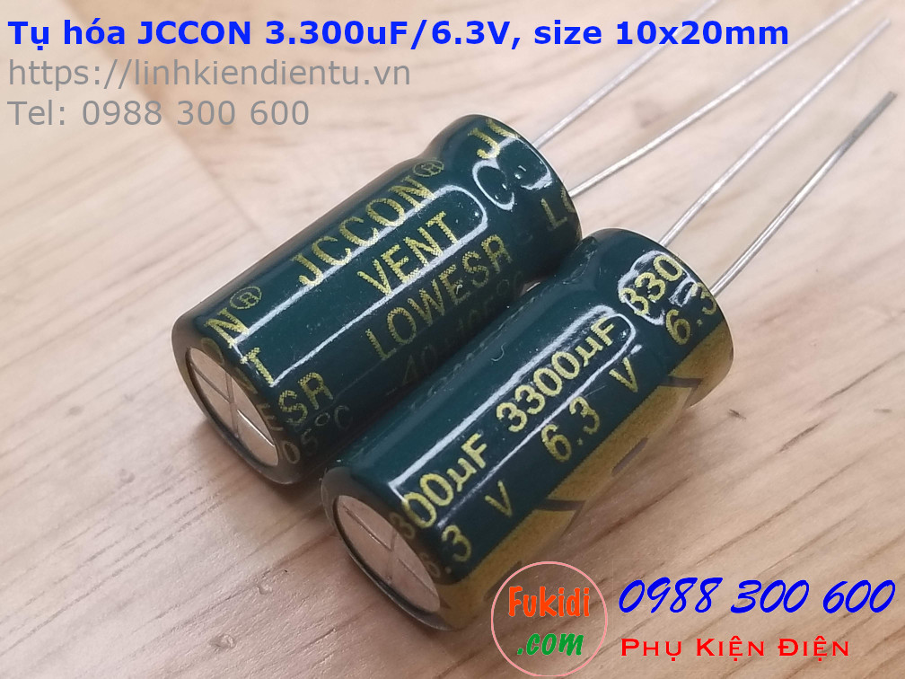 Tụ hóa JCCON 3300uF 6.3V size 10x20mm