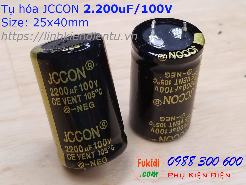 Tụ hóa 2200uF 100V size 25x40mm 2.200uF/100V