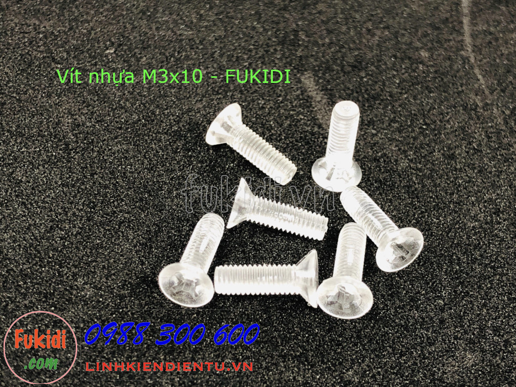Vít nhựa lục giác M3x10 trong suốt