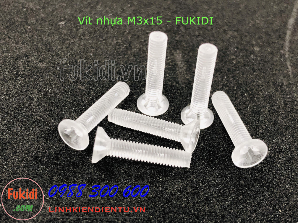Vít nhựa lục giác M3x15 trong suốt