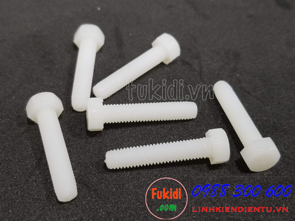 Vít nhựa lục giác M5x25 màu trắng