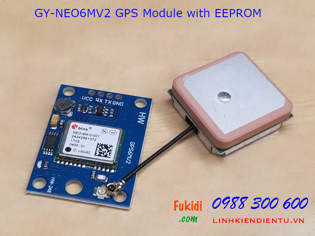 GY-NEO6MV2 module GPS GY-GPS6MV2 dùng chip NEO-6M kèm anten gốm, giao tiếp UART điện áp 3-5V