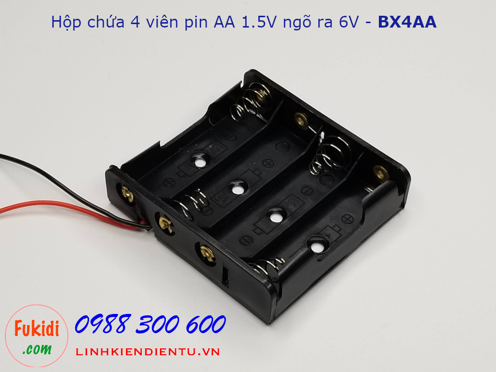 Hộp chứa 4 viên pin AA 1.5V cho ra điện áp 6VDC - BX4AA