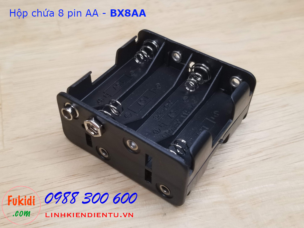 Hộp chứa 8 viên pin AA 1.5V cho  ra điện áp 12VDC - BX8AA