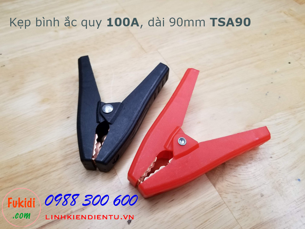 Kẹp cá sấu, kẹp bình ắc quy 100A, chiều dài 90mm, mỏ rộng 35mm model TSA90