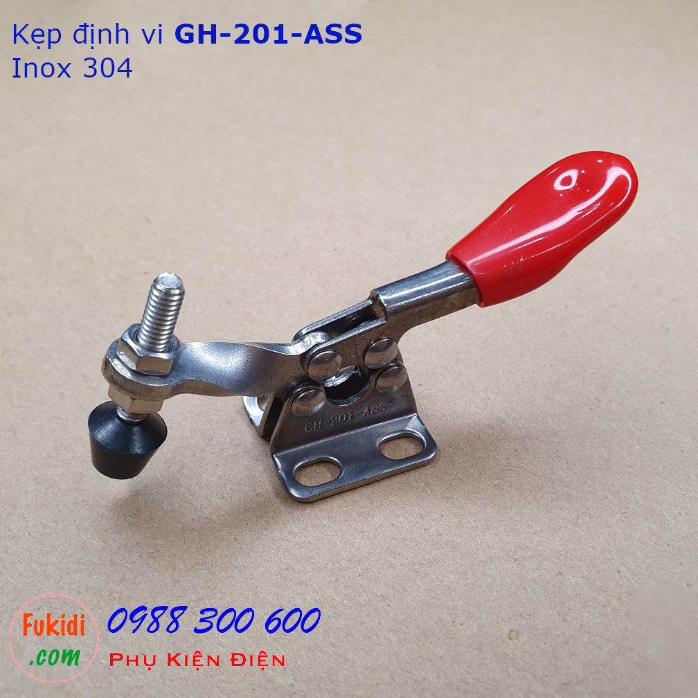 Kẹp định vị GH-201-ASS inox 304, lực giữ 27kg, chiều dài 80mm - GH201ASS