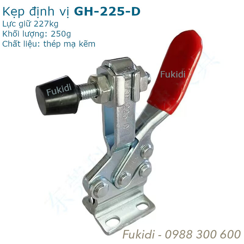 Kẹp định vị GH-225-D thép mạ kẽm, lực giữ 227kg dài 175mm