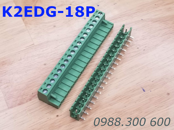 KF2EDG-18P-5.08-L: Đầu nối dây 18 chân cong, khoảng cách chân 5.08mm