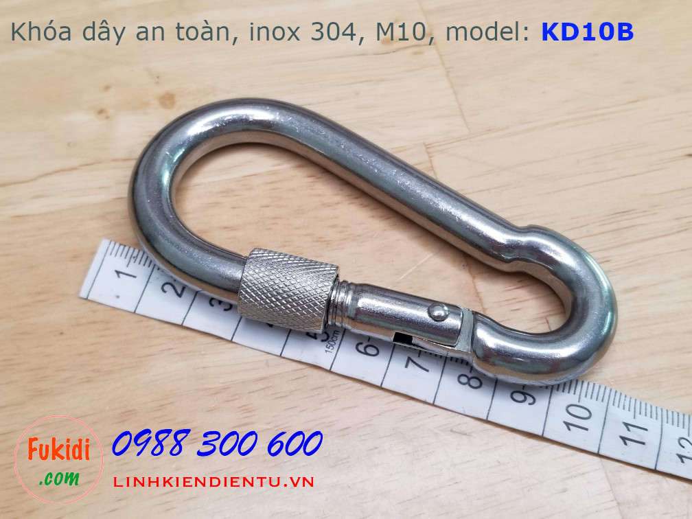 Móc khóa dây an toàn, khóa đai an toàn inox 304 M10, có ren vặn, model KD10B
