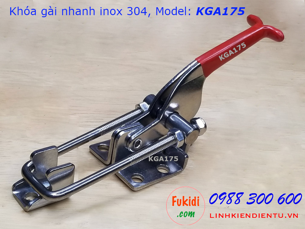 Khóa gài nhanh inox 304 dài 175mm, tay kéo điều chỉnh chiều dài model KGA175