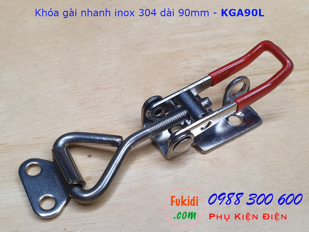 Khóa gài nhanh, kẹp định vị, chất liệu inox 304 dài 90mm có móc khóa - KGA90L