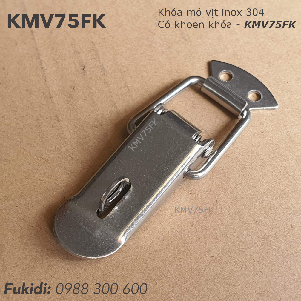 Khóa mỏ vịt có khoen khóa, inox 304, KT 74x29mm - KMV75LF