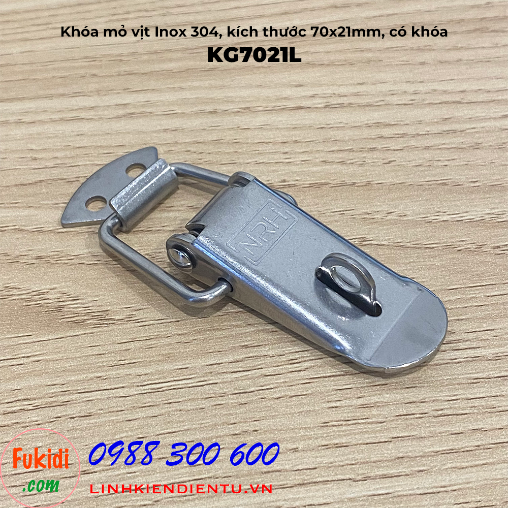 Khóa mỏ vịt Inox 304, kích thước 70x21mm, có khóa KG7021L